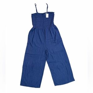 Dex Women’s Size Large Wide Leg Blue Jumpsuit NWT